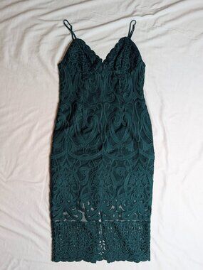 Bardot Formal Lace Cocktail Dress – Hunter Green – Size 8